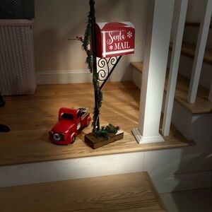 Christmas Red Santa Mailbox with Truck Decor